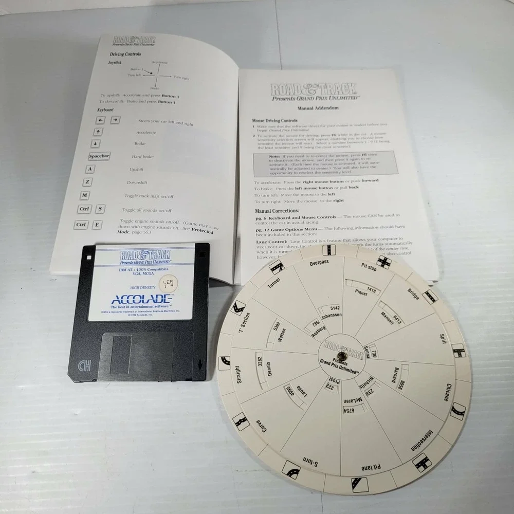Road & Track Presents Grand Prix Unlimited PC Floppy Disk Manual Wheel